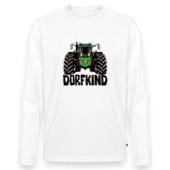 Dorfkind - Trecker, Traktor, Landwirtschaft, Agrar - Männer Premium Bio Langarmshirt - Weiß - Vorne - Nico (187cm)