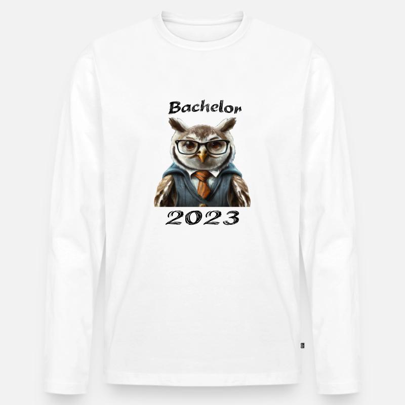 Bachelor 2023 Eule - Männer Premium Bio Langarmshirt - Weiß