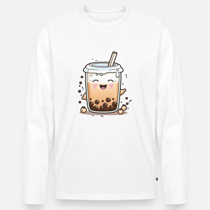 BUBBLETEA - Männer Premium Bio Langarmshirt - Weiß