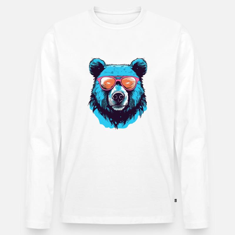 Com der Superbär - Männer Premium Bio Langarmshirt - Weiß