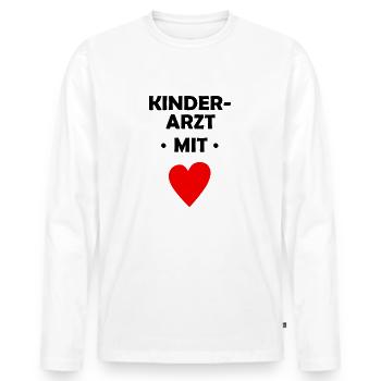Kinderarzt mit Herz - Arzt - Krankenhaus - Doktor - Männer Premium Bio Langarmshirt - Weiß - Vorne - Nico (187cm)