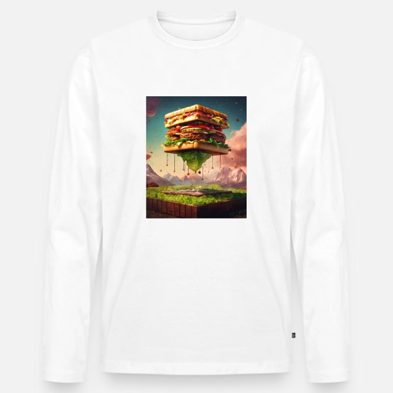 3D Burgerwürfel: Digitale Kunst - Männer Premium Bio Langarmshirt - Weiß