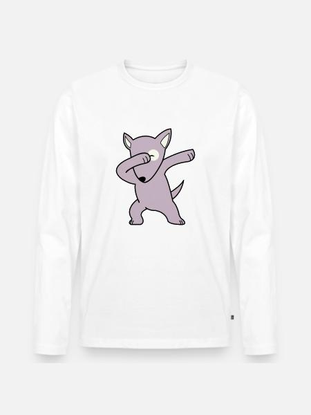 dog dabbing 02 - Männer Premium Bio Langarmshirt - Weiß