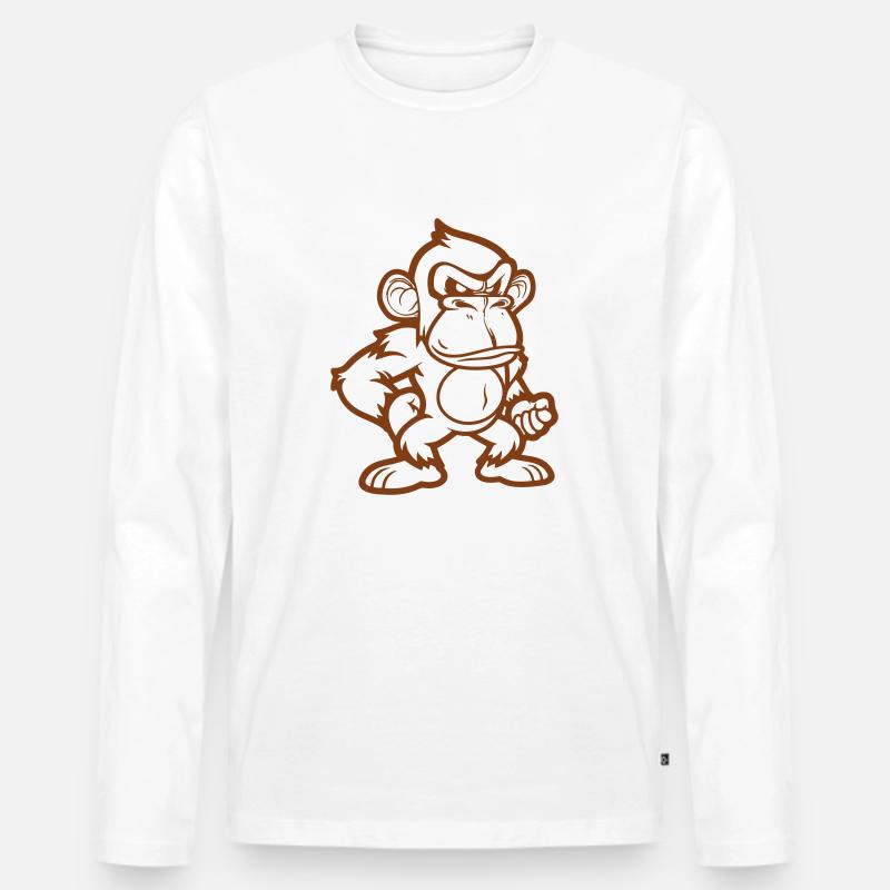 affe comic - Männer Premium Bio Langarmshirt - Weiß