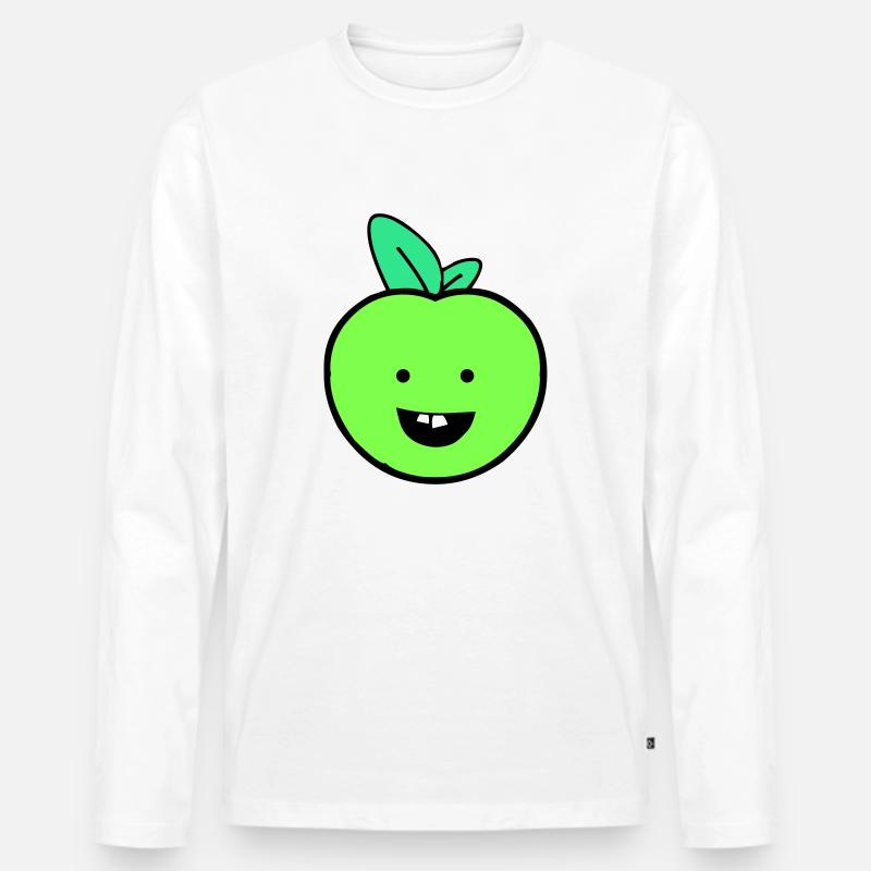 apfel smile - Männer Premium Bio Langarmshirt - Weiß