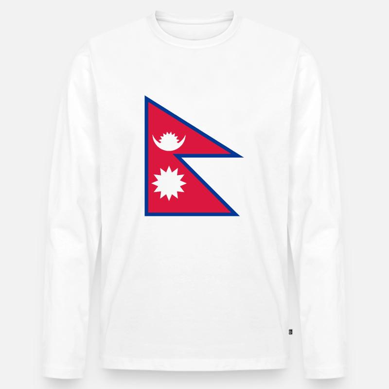 Nepal - Männer Premium Bio Langarmshirt - Weiß