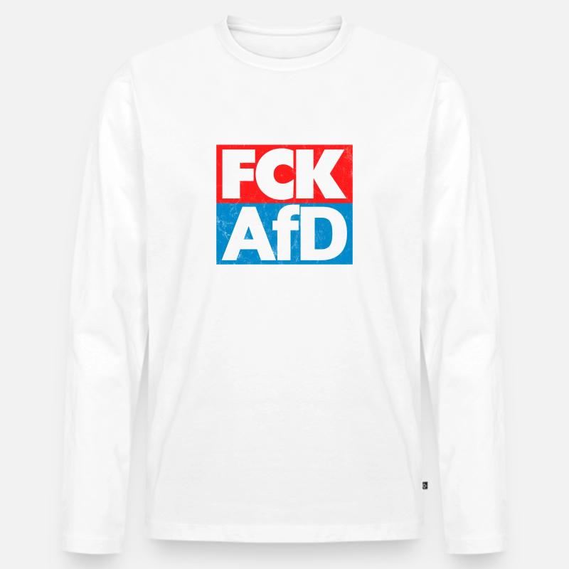 FCK AFD - Männer Premium Bio Langarmshirt - Weiß
