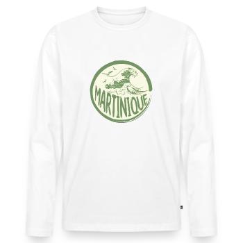 Karibische Wellen von Martinique - Männer Premium Bio Langarmshirt - Weiß - Vorne - Nico (187cm)