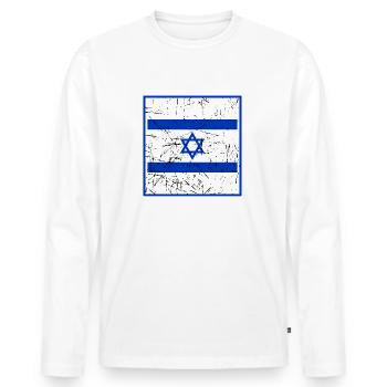 Stand with Israel - Men's Premium Organic Long Sleeve Shirt - white - Front - Nico (187cm)