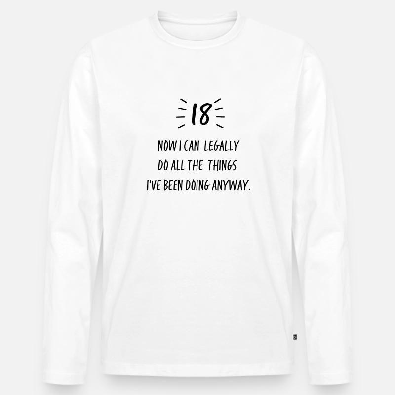 18 - Männer Premium Bio Langarmshirt - Weiß