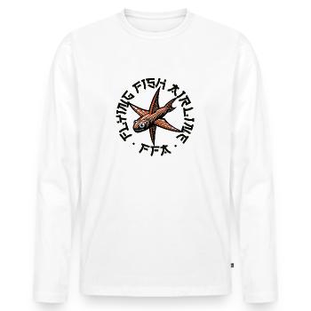 Flying Fish Airline FFA - Männer Premium Bio Langarmshirt - Weiß - Vorne - Nico (187cm)