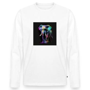 BEAUTIFUL ELEPHANT WITH REFLECTION - Men's Premium Organic Long Sleeve Shirt - white - Front - Nico (187cm)