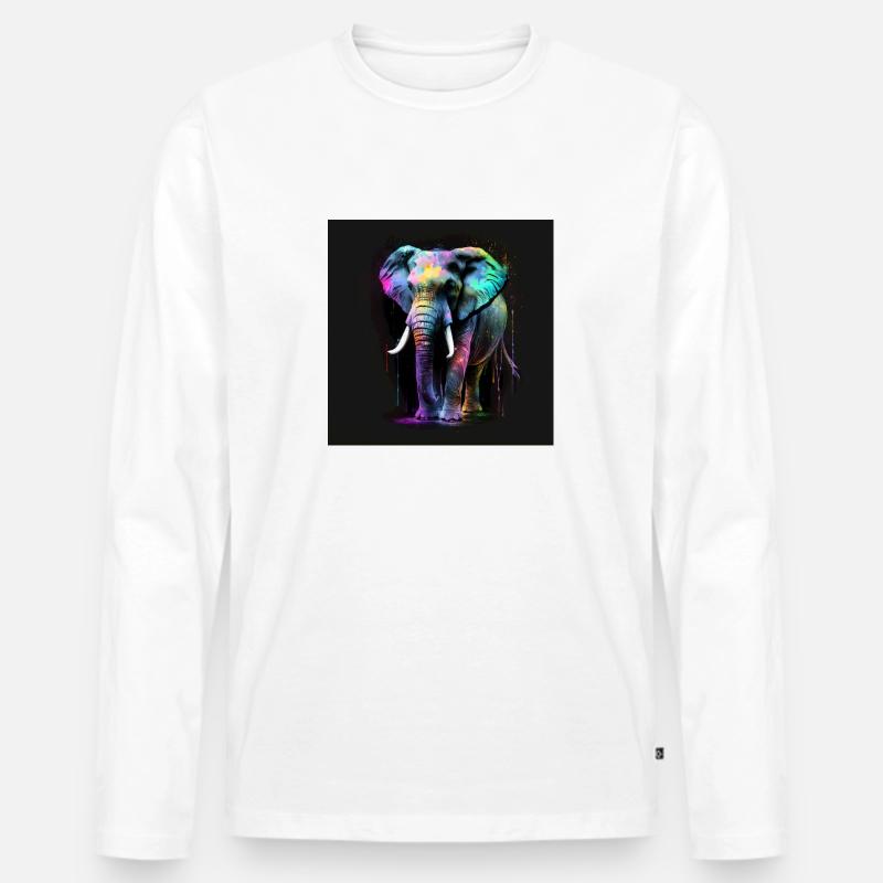 SCHÖNER ELEFANT MIT REFLEXION - Männer Premium Bio Langarmshirt - Weiß