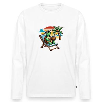 Chill Turtle Vibes 🐢🌴 - Men's Premium Organic Long Sleeve Shirt - white - Front - Nico (187cm)