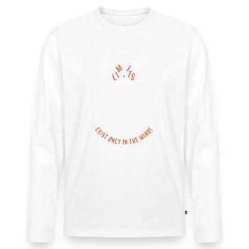Retro Design - Limits exist only in your mind - Männer Premium Bio Langarmshirt - Weiß - Vorne - Nico (187cm)