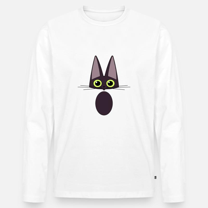 Schwarze Katze - Männer Premium Bio Langarmshirt - Weiß