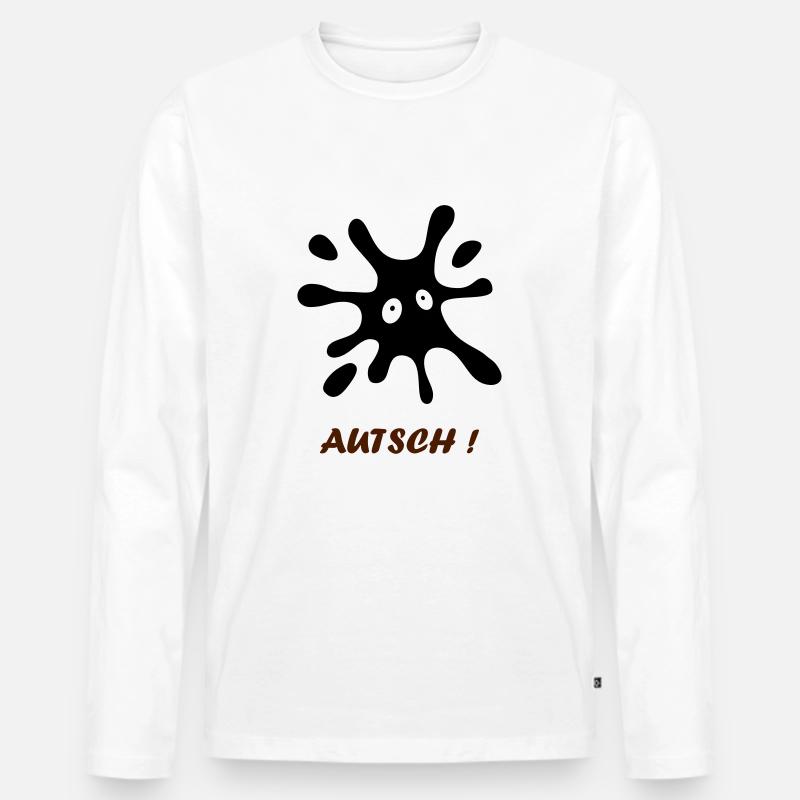 schwarzer Fleck mit Augen - Autsch - Männer Premium Bio Langarmshirt - Weiß