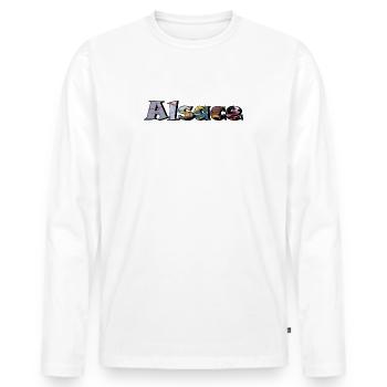 Elsass Straße - Männer Premium Bio Langarmshirt - Weiß - Vorne - Nico (187cm)