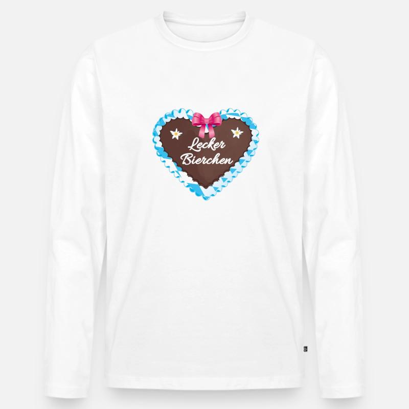 Lebkuchenherz, Herz, Bierchen, Bier - Männer Premium Bio Langarmshirt - Weiß