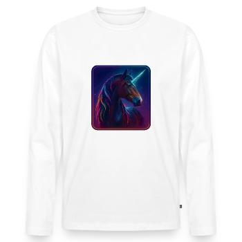 Araber-Berber Einhorn Stallion mit magischem Horn - Männer Premium Bio Langarmshirt - Weiß - Vorne - Nico (187cm)