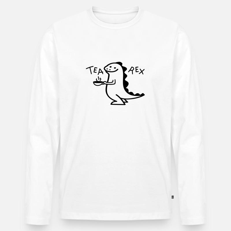 Dino as Tea Rex (b) - Men's Premium Organic Long Sleeve Shirt - white