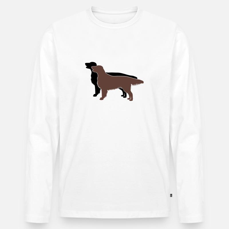 2 Flat Coated Retriever - Männer Premium Bio Langarmshirt - Weiß