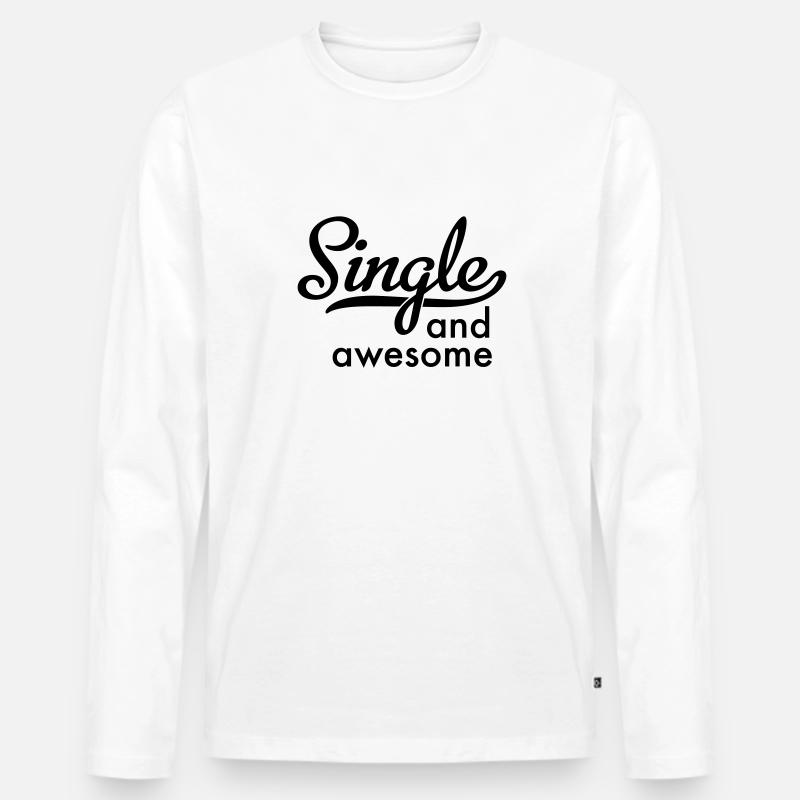 single and awesome - Männer Premium Bio Langarmshirt - Weiß