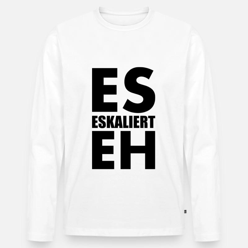Es eskaliert eh - Männer Premium Bio Langarmshirt - Weiß