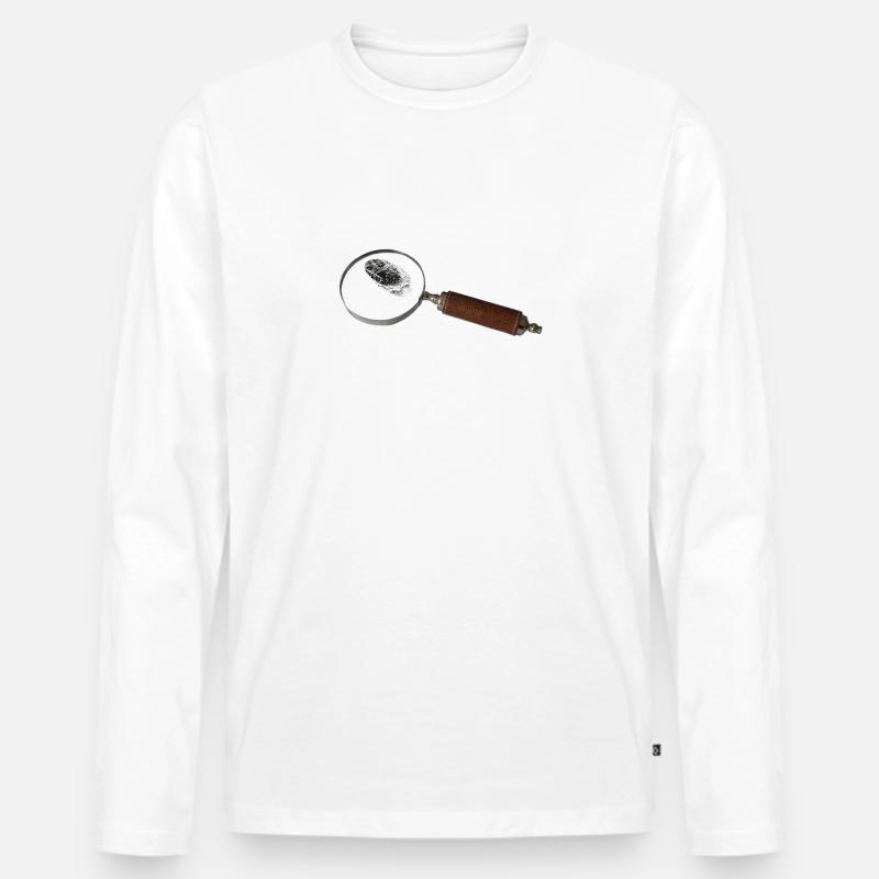 Lupe - Männer Premium Bio Langarmshirt - Weiß