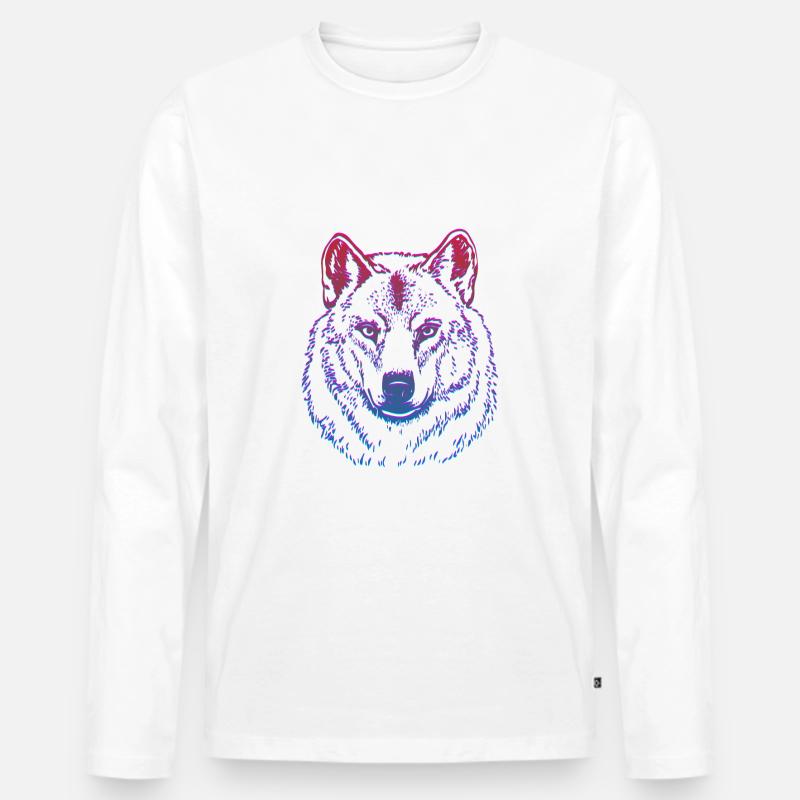Wolf Kopf Graffiti - Männer Premium Bio Langarmshirt - Weiß