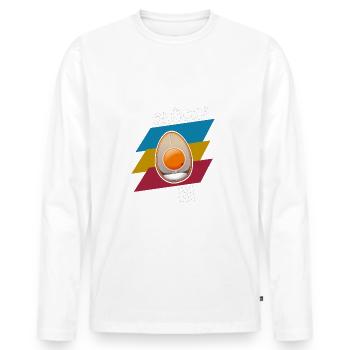 GLÜCKS EI - Männer Premium Bio Langarmshirt - Weiß - Vorne - Nico (187cm)