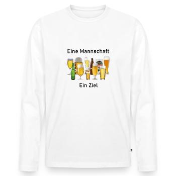 Bier Mannschaft mit Ziel - Männer Premium Bio Langarmshirt - Weiß - Vorne - Nico (187cm)
