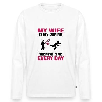 antidoping fitness sport mindset motivation - Männer Premium Bio Langarmshirt - Weiß - Vorne - Nico (187cm)