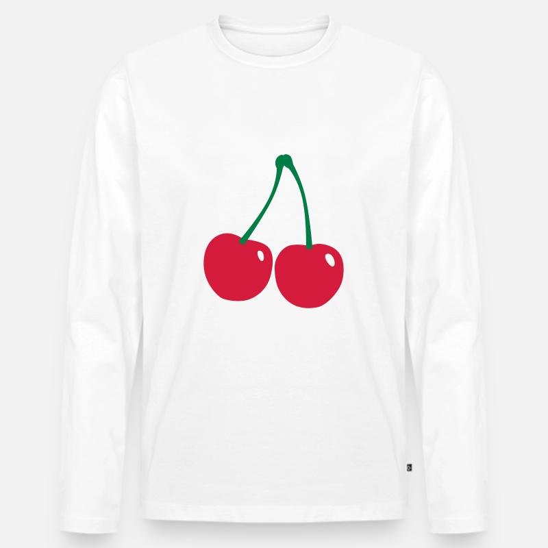 Kirschen - Männer Premium Bio Langarmshirt - Weiß