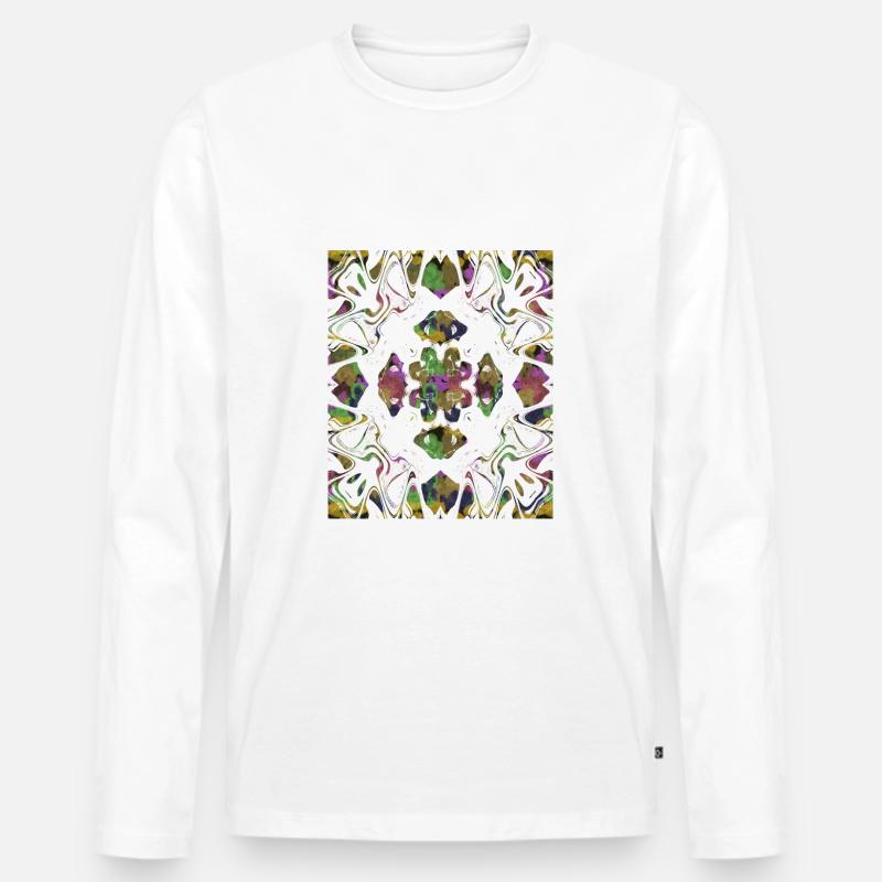 buntes geometrisches Muster - Männer Premium Bio Langarmshirt - Weiß
