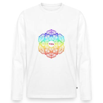 Enjoy - Männer Premium Bio Langarmshirt - Weiß - Vorne - Nico (187cm)