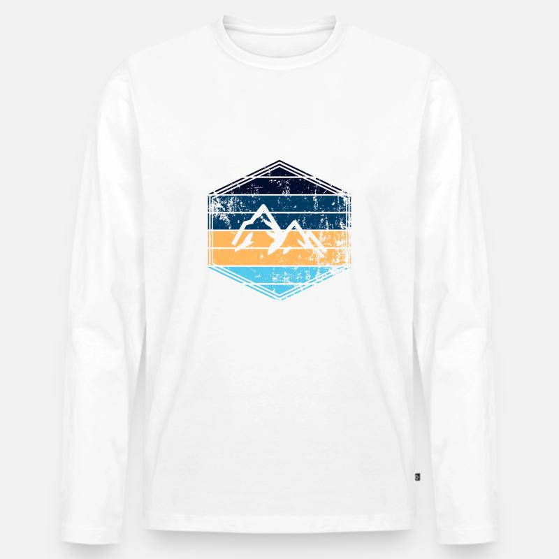 Berg - Männer Premium Bio Langarmshirt - Weiß