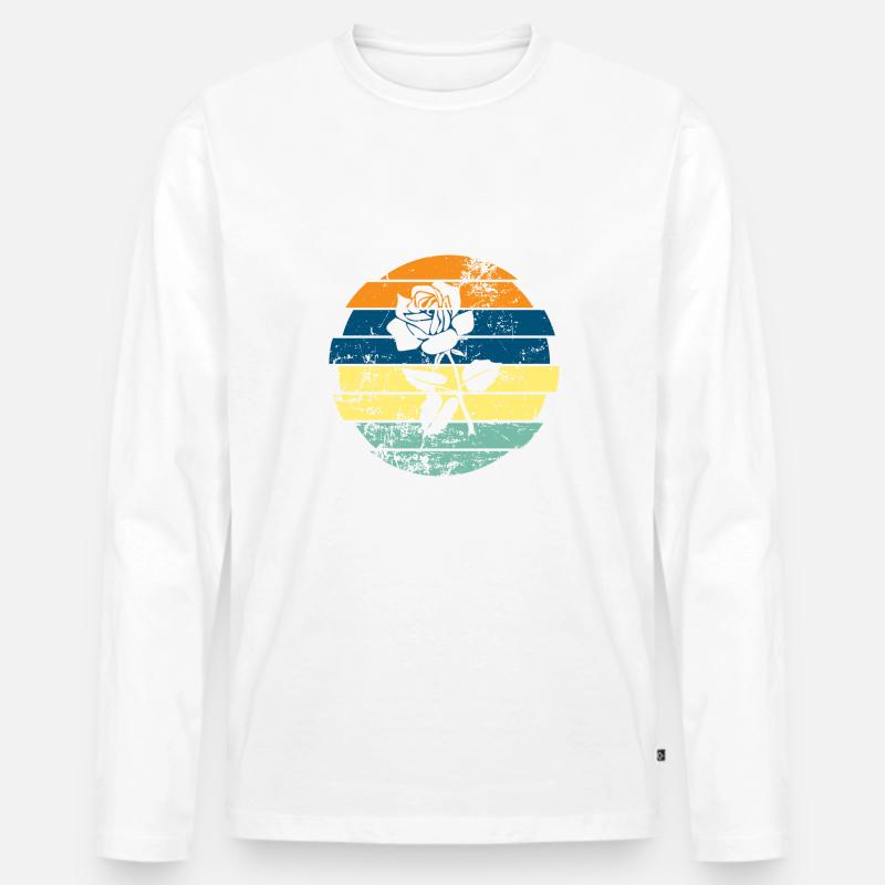 Rose - Männer Premium Bio Langarmshirt - Weiß