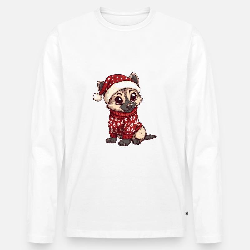 Hyäne Weihnachten Comic - Männer Premium Bio Langarmshirt - Weiß