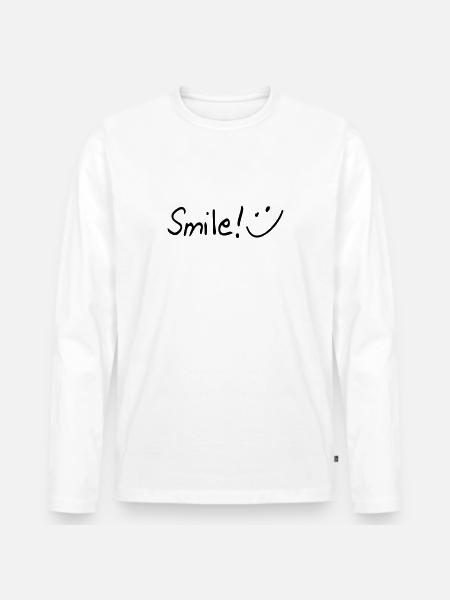 smile - Men's Premium Organic Long Sleeve Shirt - white