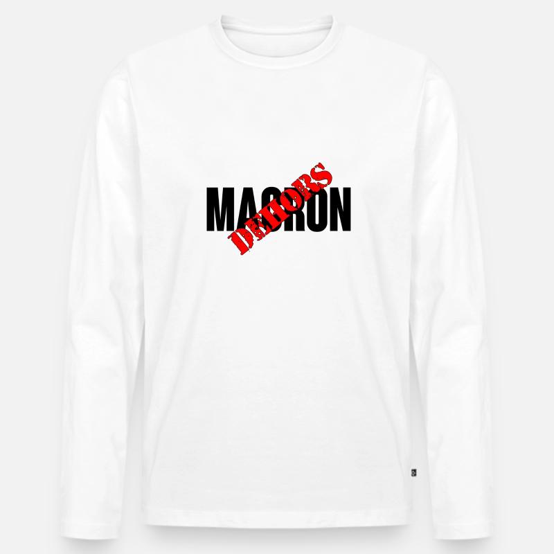 Macron raus - Männer Premium Bio Langarmshirt - Weiß