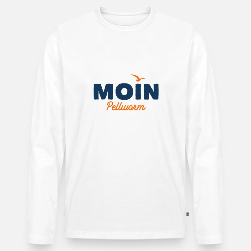 Nordsee Moin Pellworm - Männer Premium Bio Langarmshirt - Weiß