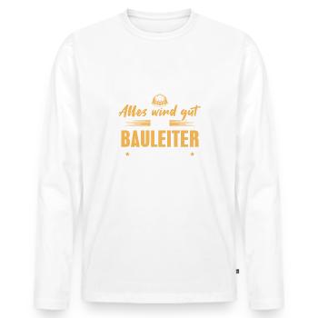 Baustelle Bauaufsicht Bauleiter - Männer Premium Bio Langarmshirt - Weiß - Vorne - Nico (187cm)