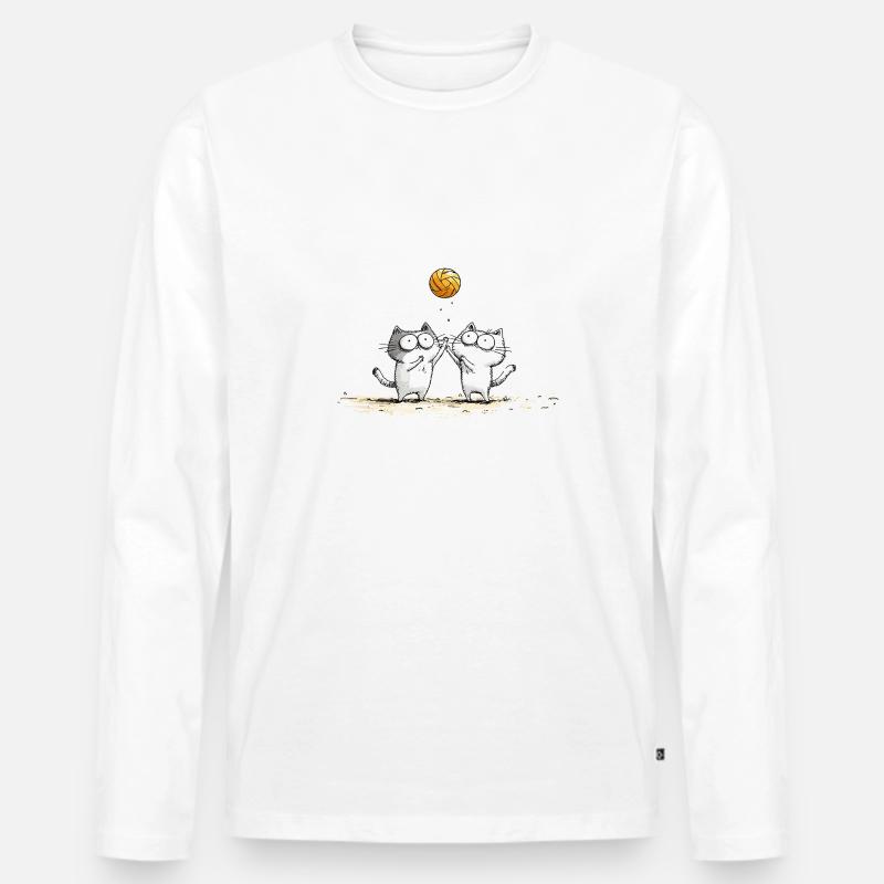 Gatti che giocano a beach volley - Maglia a manica lunga ecologica premium da uomo - bianco