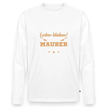 Locker bleiben Der Maurer ist jetzt da - Männer Premium Bio Langarmshirt - Weiß - Vorne - Nico (187cm)