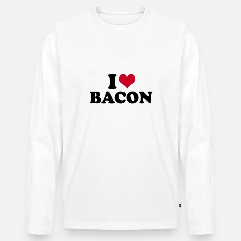 I Love Bacon - Männer Premium Bio Langarmshirt - Weiß