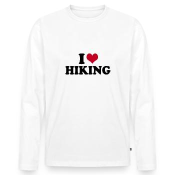I Love Hiking Wandern - Männer Premium Bio Langarmshirt - Weiß - Vorne - Nico (187cm)