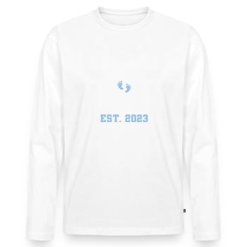 Werdender Papa 2023 Schwangerschaft Verkündung - Männer Premium Bio Langarmshirt - Weiß - Vorne - Nico (187cm)