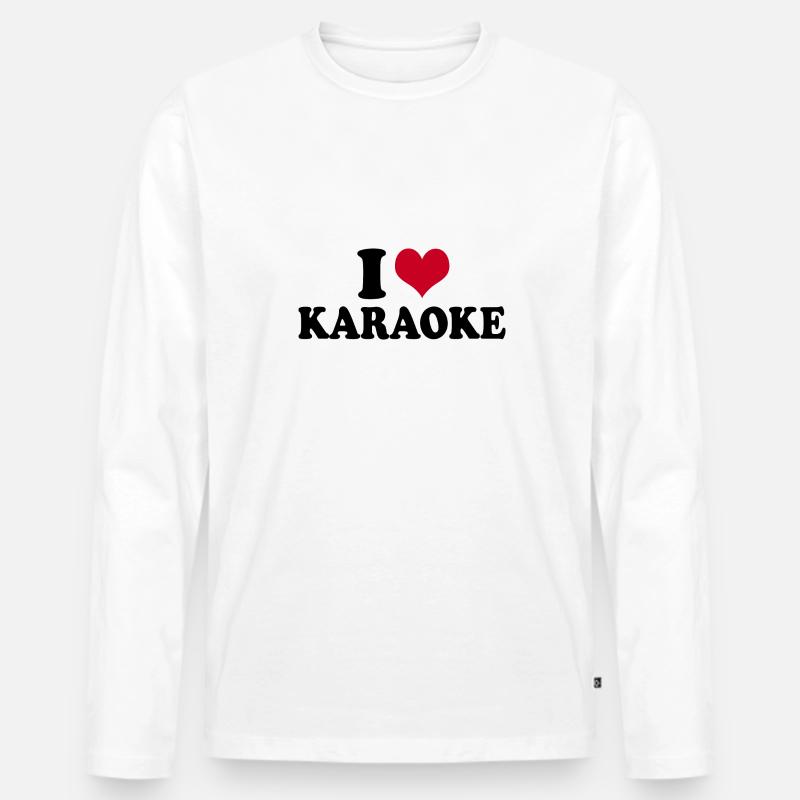 I Love Karaoke - Männer Premium Bio Langarmshirt - Weiß