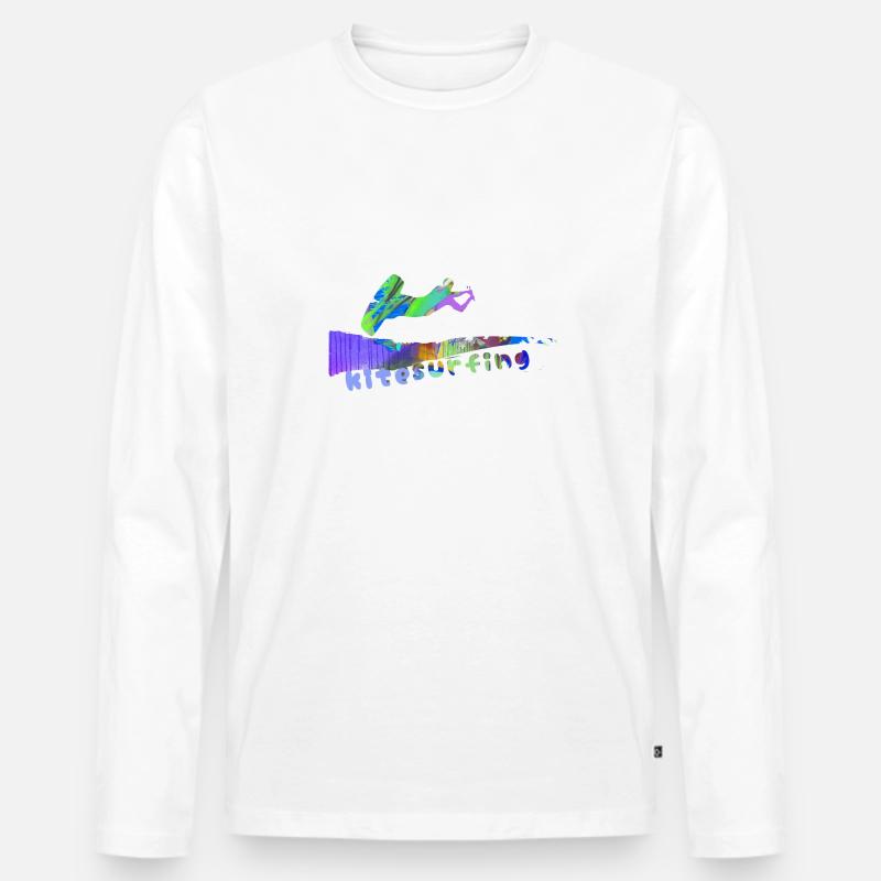 Kiten, surfen,kitesurfing, Graffiti - Männer Premium Bio Langarmshirt - Weiß